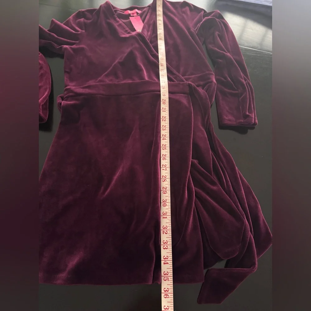 Lilly Pulitzer Karlie Wrap Stretch Velour Romper in Cabernet BERRY. NWT Size LG. - Picture 9 of 12